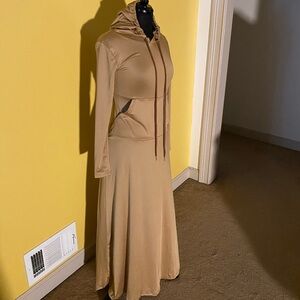 Tan Hooded Maxi Dress